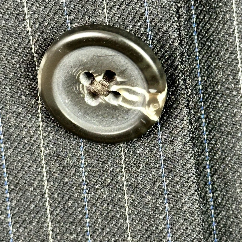 Lauren Ralph Lauren 48L Wool Blazer Mens Black Pinstripe Sport Coat Long Jacket